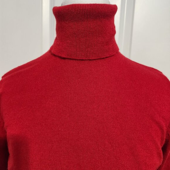 Women's MODA International Silk and Cashmere Red Turtleneck Size L - Picture 2 of 10